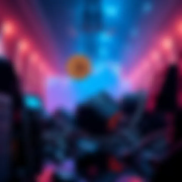 A visual representation of Bitcoin's price dropping below $50K, showing distressed miners and fluctuating market graphs.