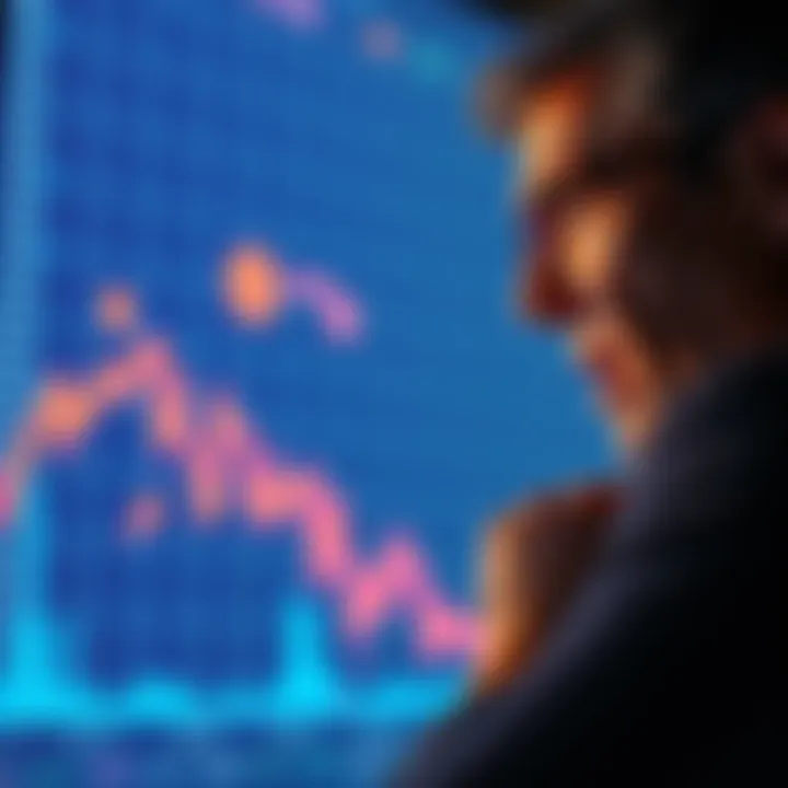 Bitcoin price drop A graph showing Bitcoin's price decreasing significantly, with an arrow pointing downward and a concerned investor looking at the chart.