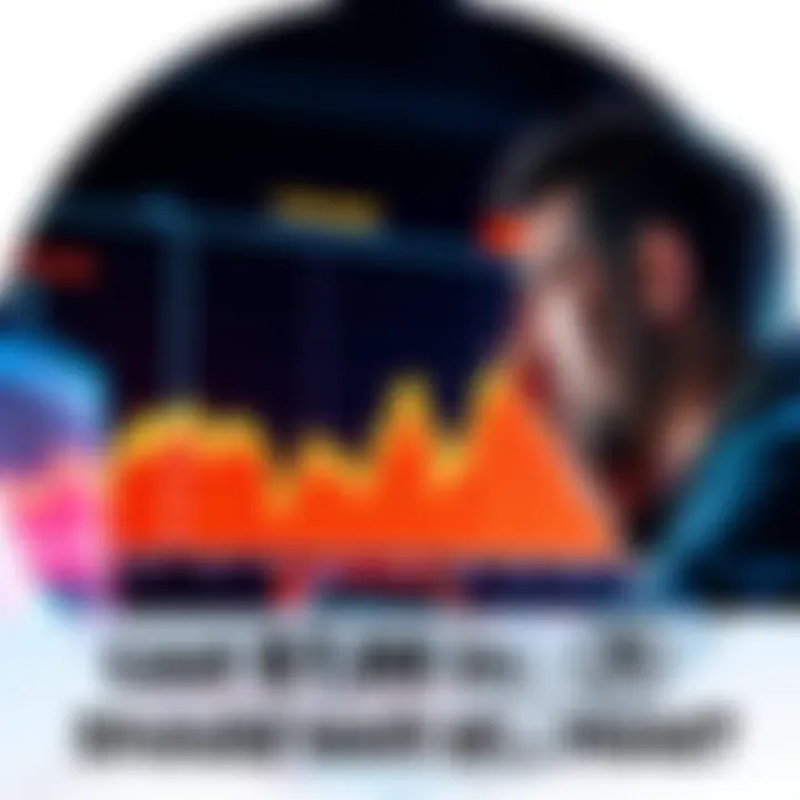 A graph showing Bitcoin prices falling from $80,000 to $69,000 over a month, with a worried investor looking at the screen.