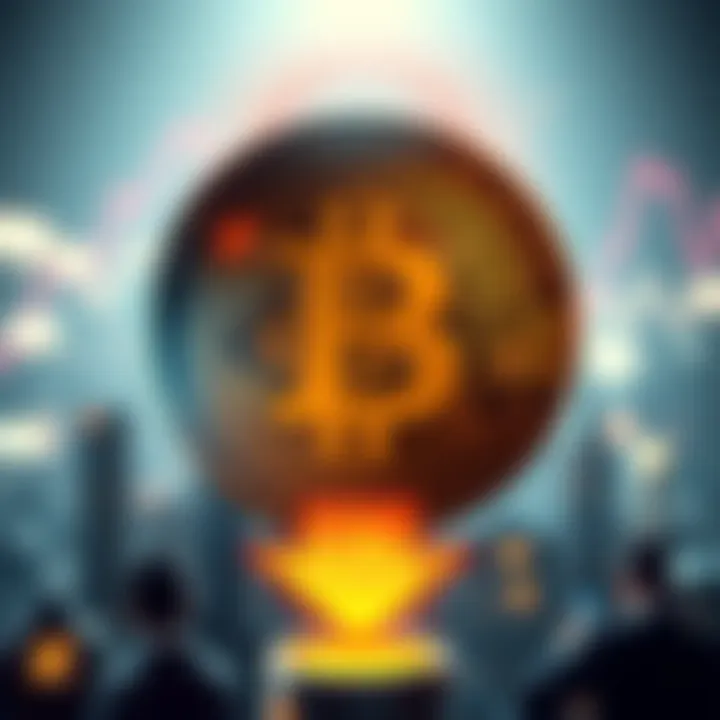 A graphic showing a Bitcoin logo with a downward arrow, indicating a potential price drop from $60K to $50K.