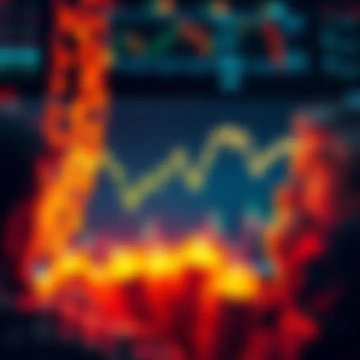 A graph showing a recent decline in Bitcoin prices with concerned investors in the background contemplating strategies.