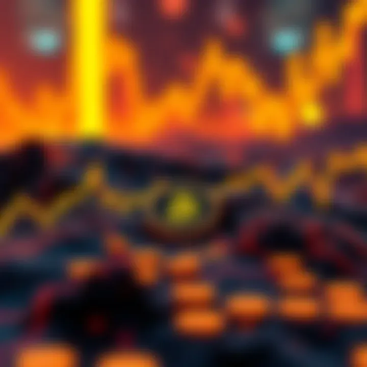 A graphic showing Bitcoin's price fluctuation with a downward trend, reflecting recent geopolitical tensions