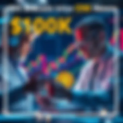 Experts analyzing Bitcoin price trends for a future prediction, with charts and graphs in the background.