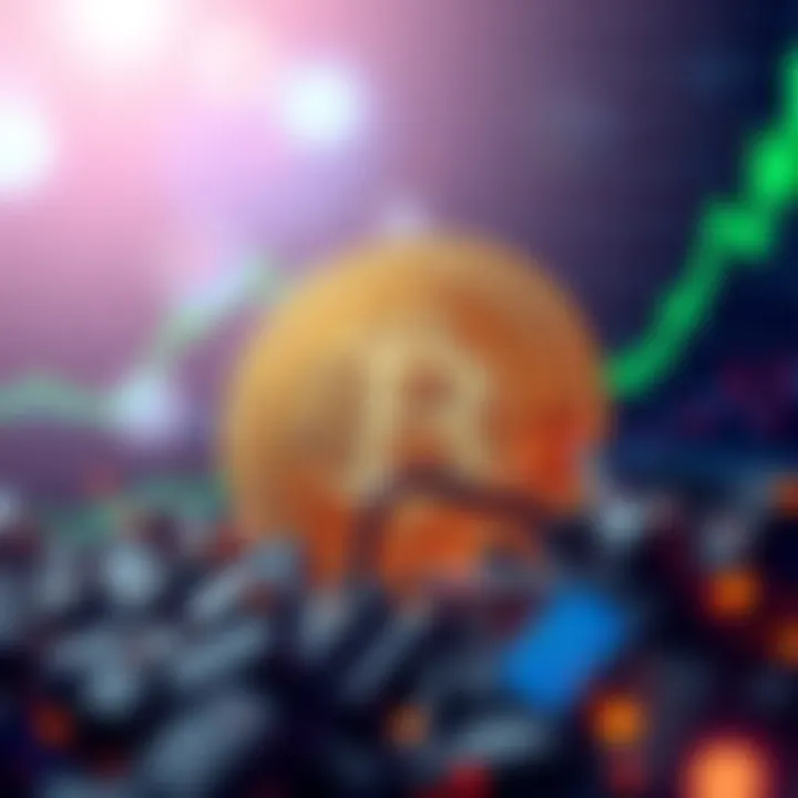 Bitcoin symbol with a rising graph in the background, illustrating price stability amidst economic challenges.