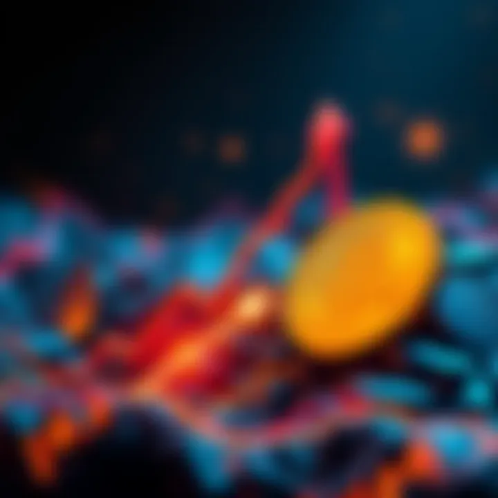 A visual representation of Bitcoin rising in value, showcasing a bullish trend with upward arrows and a digital coin symbol.