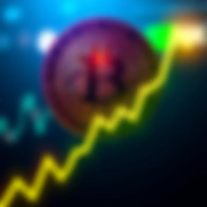 Bitcoin logo with upward graph representing price increase past $69K amid market trends