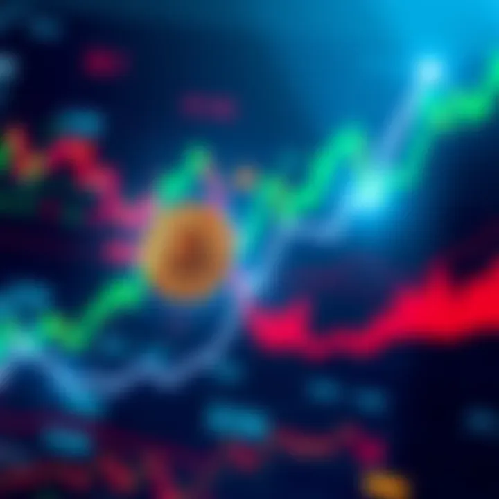 Graph showing Bitcoin price climbing to $66 with a background of financial charts