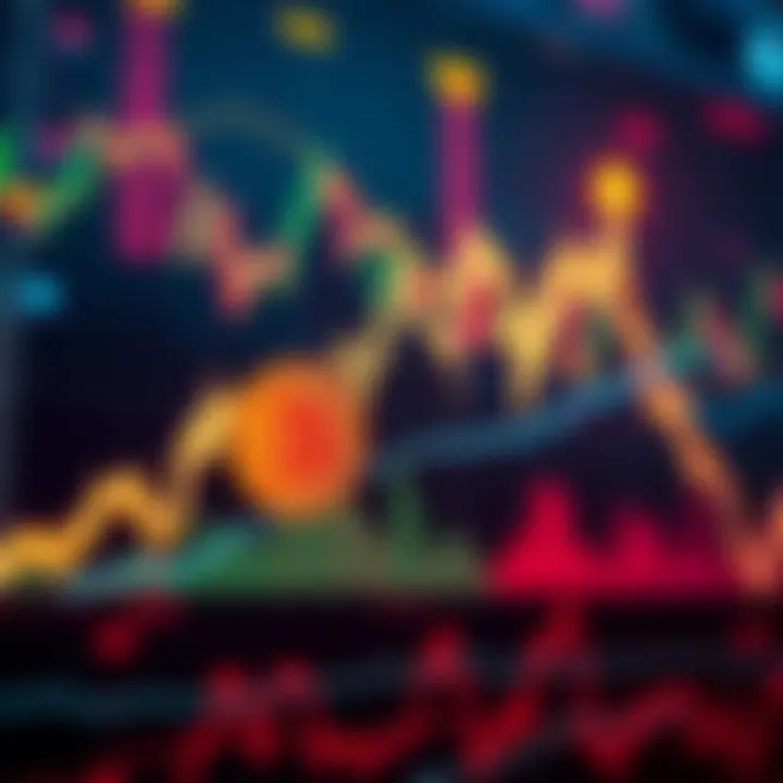 Bitcoin Price Surge A line graph showing Bitcoin's price rising past 80k, with a background of market charts and trading indicators.