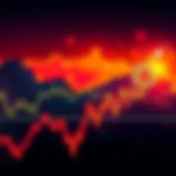 Graph showing significant increase in Bitcoin prices with upward trend lines, representing recent market activity.