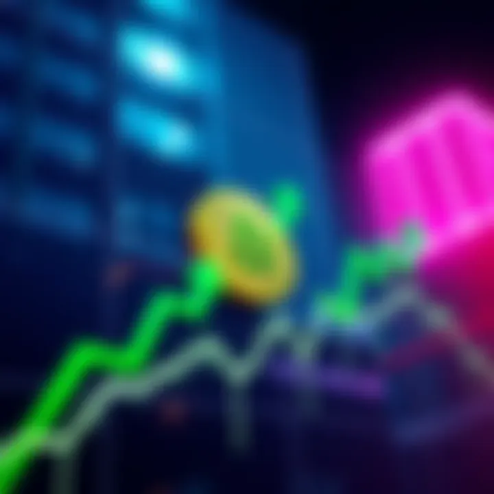 A graph showing Bitcoin's price rising dramatically, highlighting the surge to 78K, with green arrows indicating upward movement and symbols of institutional investment like buildings in the backgroun...