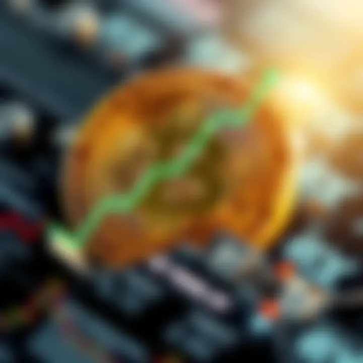 Bitcoin price trending up Bitcoin logo with a rising graph indicating growth toward $100,000