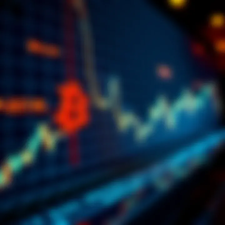 A graph showing Bitcoin price trends with a downward trend line, indicating market decline.