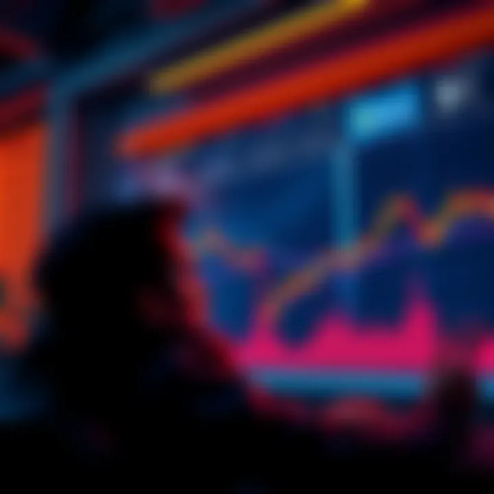 A chart showing a downward trend in Bitcoin prices while a calm person analyzes the data