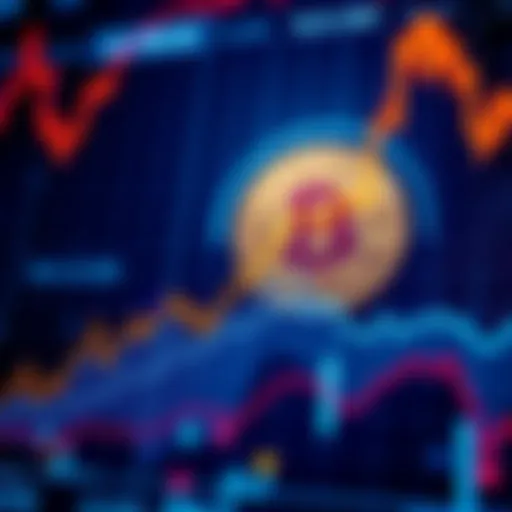 A chart showing a sharp increase in Bitcoin prices with a digital currency symbol in the background.