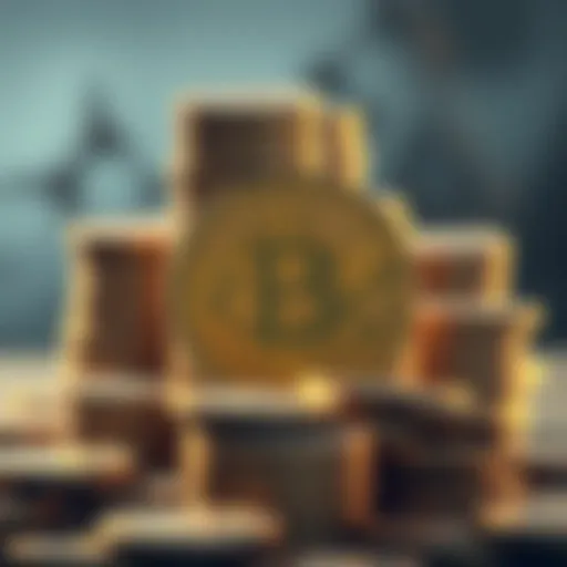 A large stack of Bitcoin coins representing a significant acquisition in the cryptocurrency market.