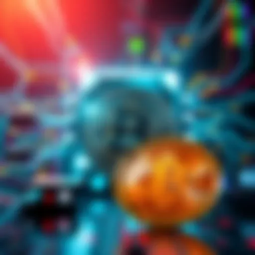 A visual representation of Bitcoin facing a futuristic quantum computer, highlighting the potential risk to digital currency security.