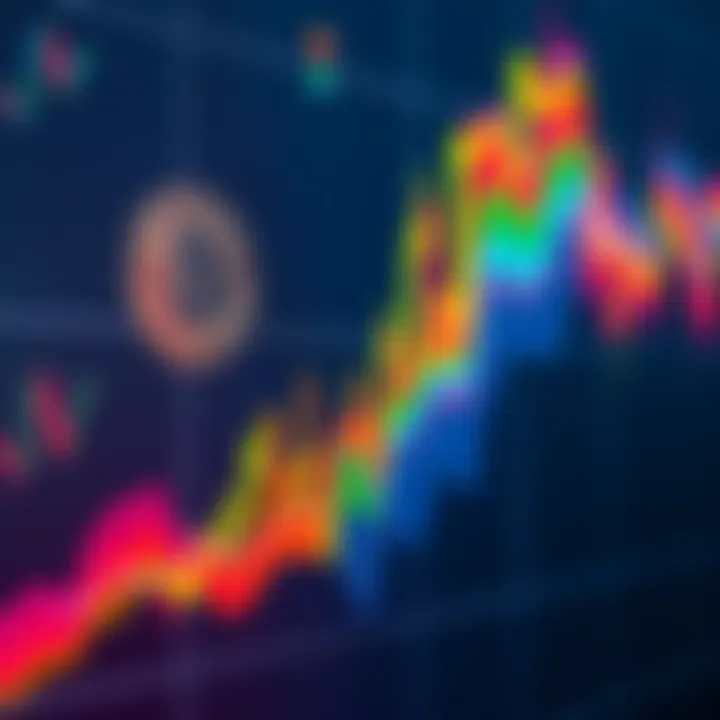 A colorful rainbow chart showing Bitcoin price trends over time, illustrating potential market movements.