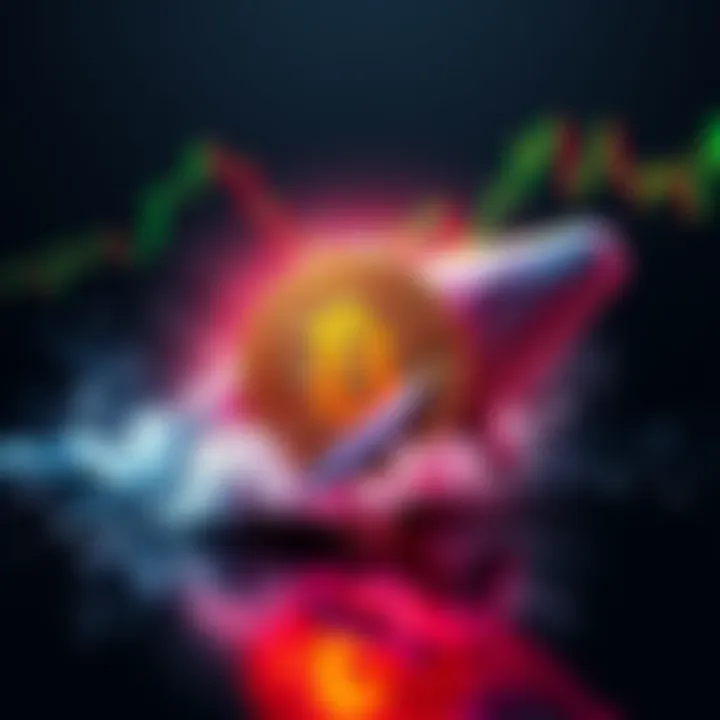 A graphic showing Bitcoin's price surge with a whale symbolizing large holders influencing the market.