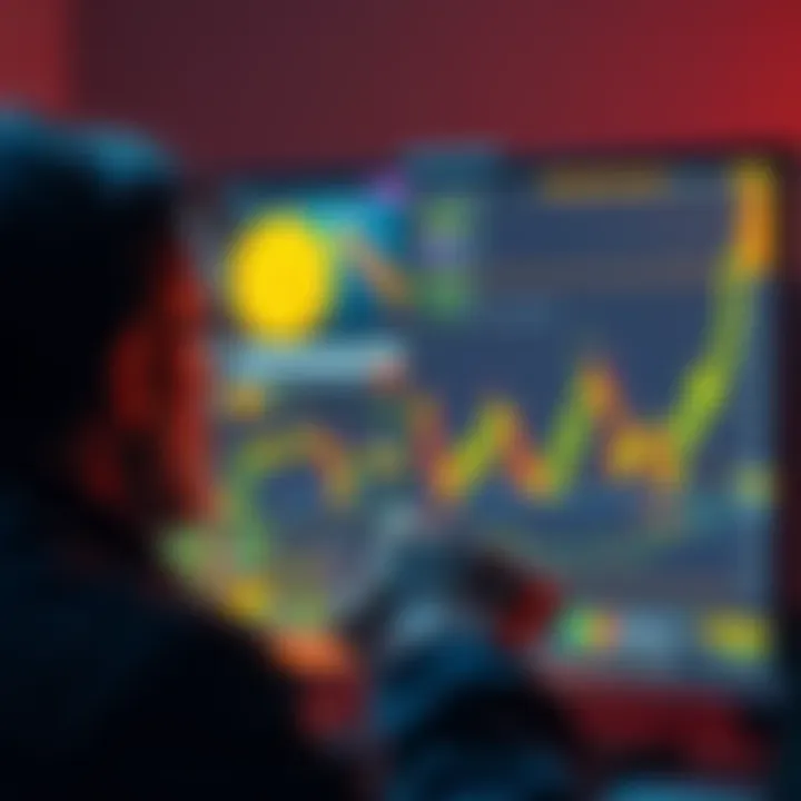 A person looking at a computer screen showing Bitcoin graphs and news, with a thoughtful expression, symbolizing missed opportunities in cryptocurrency.