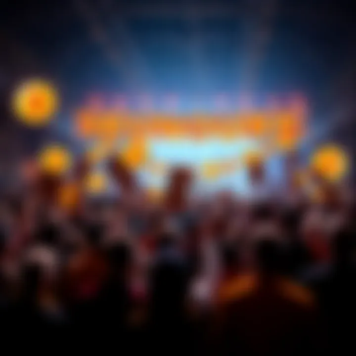 Group of Bitcoin enthusiasts celebrating reunion with banners and Bitcoin symbols
