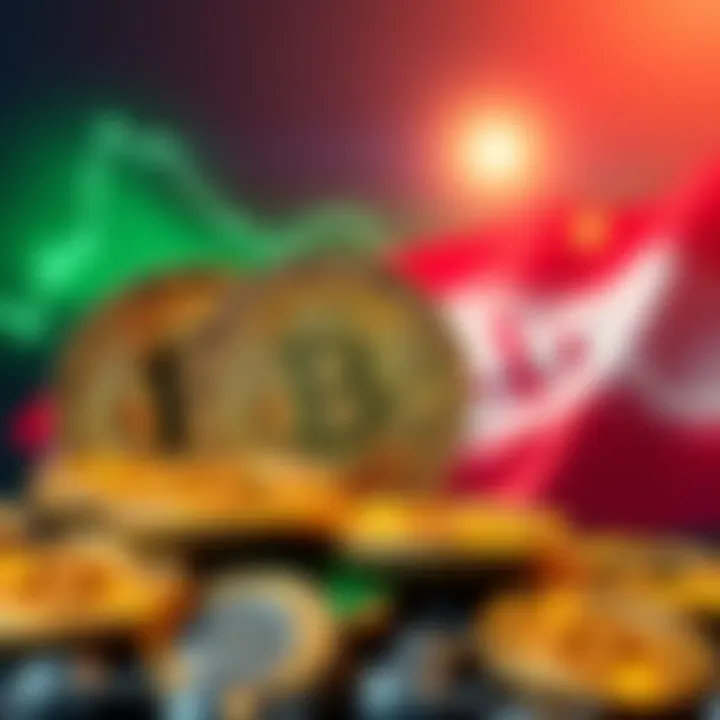 A graphic showing Bitcoin coins with a backdrop of the Iranian flag and imagery representing financial insecurity, highlighting the move towards decentralized assets.