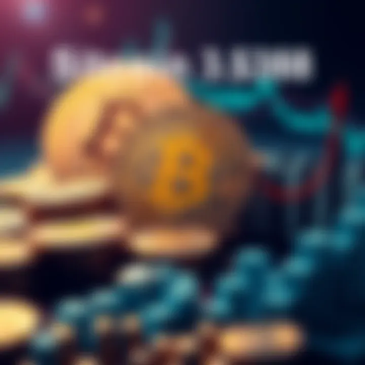 A graphic showing the sale of 3,588 Bitcoin for $216 million, with digital coins and rising financial graph.