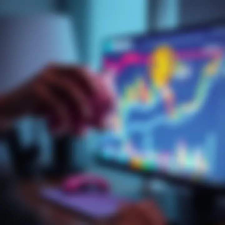 A person holding a piggy bank while looking at a Bitcoin chart on a computer screen, symbolizing the struggle between saving and investing in Bitcoin.