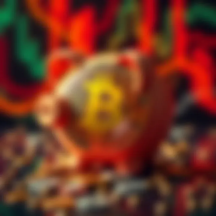 Bitcoin as a savings technology A visual representation of Bitcoin with a piggy bank, symbolizing savings and financial growth.