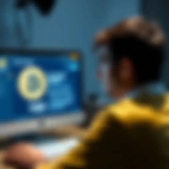 A worried person looking at a computer screen with Bitcoin wallet information and seed words visible, contemplating online security risks.