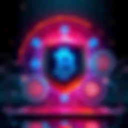 A digital illustration showing a shield with a Bitcoin symbol, surrounded by gears representing AI and quantum computing, indicating protection against threats.