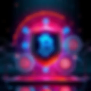 A digital illustration showing a shield with a Bitcoin symbol, surrounded by gears representing AI and quantum computing, indicating protection against threats.