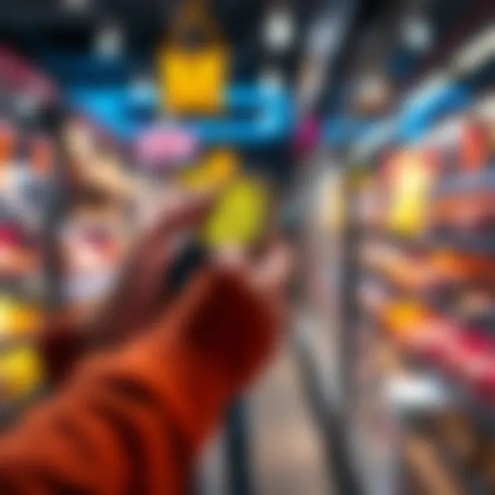 A person using a smartphone to make a purchase with Bitcoin while shopping in a store in the UK