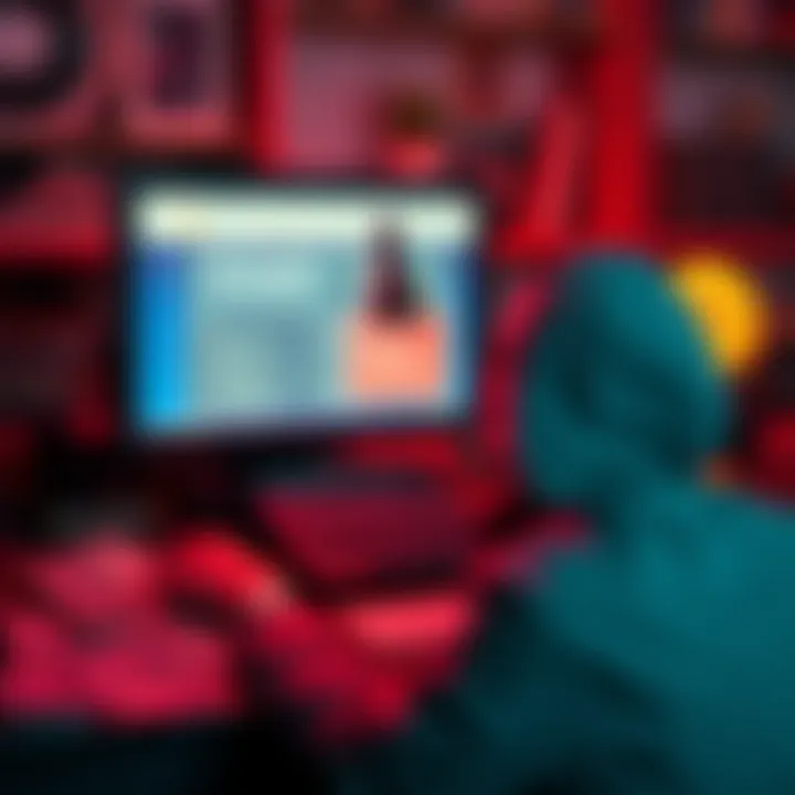 A person looking at an old computer screen showing Bitcoin transactions and the Silk Road website, with dollar bills scattered on the desk.