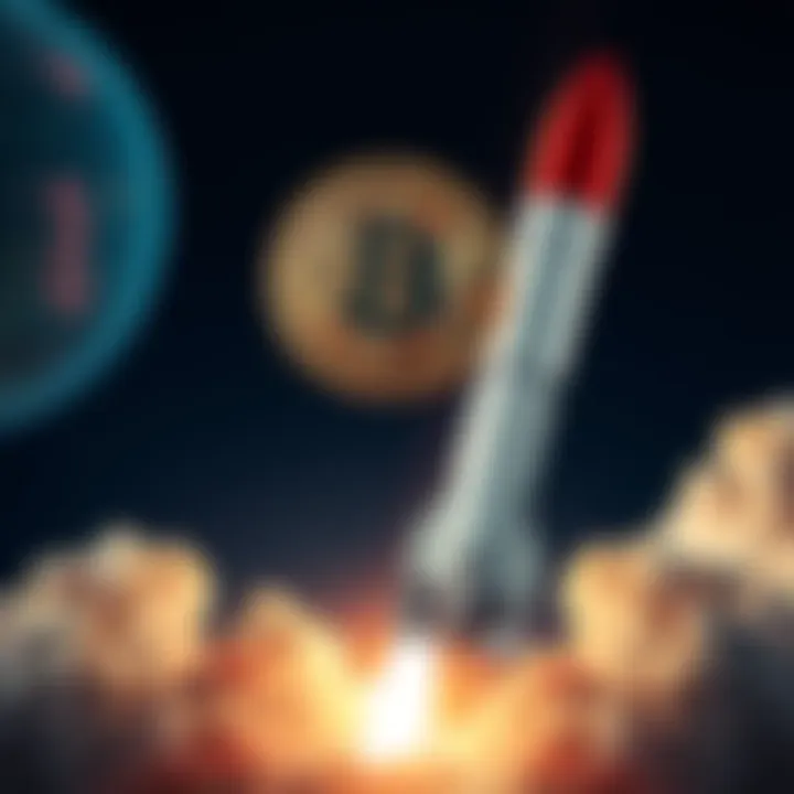 Bitcoin logo alongside SpaceX rocket, symbolizing SpaceX's investment in cryptocurrency