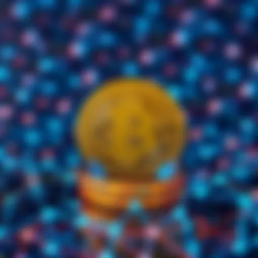 A graphic showing Bitcoin and Stacks logo with a blockchain background, symbolizing DeFi potential