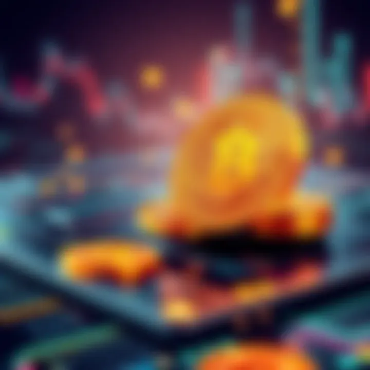 Illustration of Bitcoin coins being staked on a digital platform, with a focus on security and yield generation.