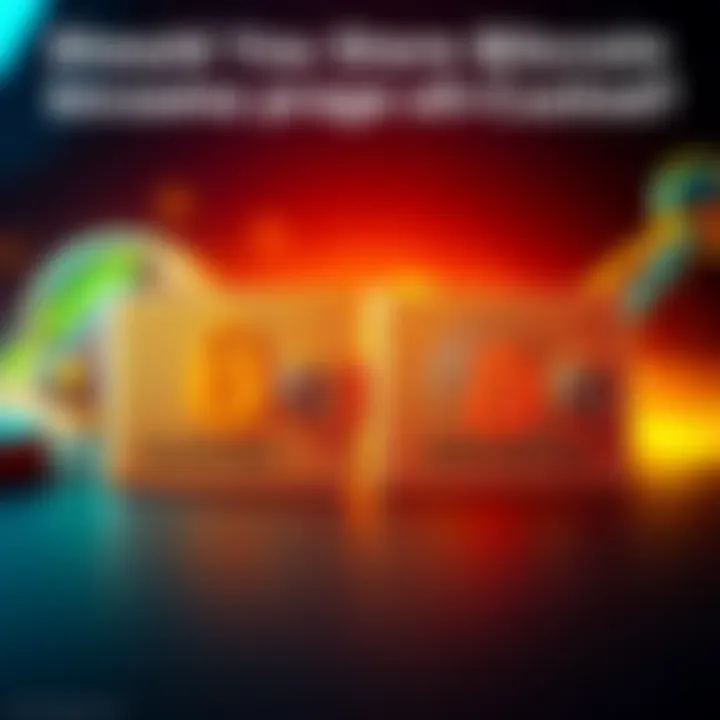 A graphic showing two wallets: one labeled 'Exchanges' with a lock symbol and the other labeled 'Self-Custody' with a key symbol, illustrating different Bitcoin storage methods.