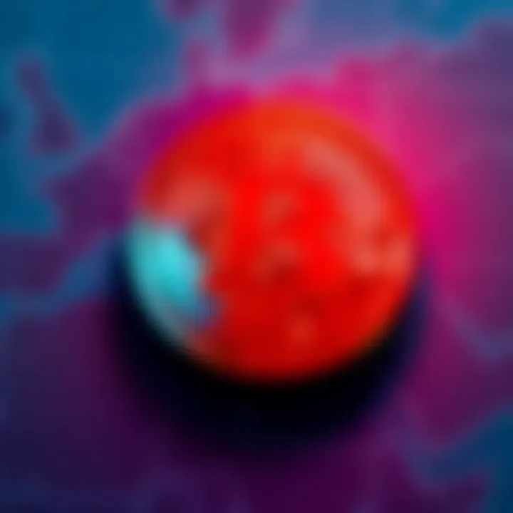 A bitcoin symbol is placed over a map showing regions of conflict, illustrating the potential connection between cryptocurrency and war funding.
