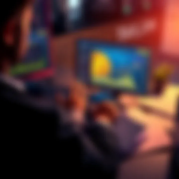 A person looking at a computer screen displaying Bitcoin sales data and tax forms, with financial documents spread out on a table.