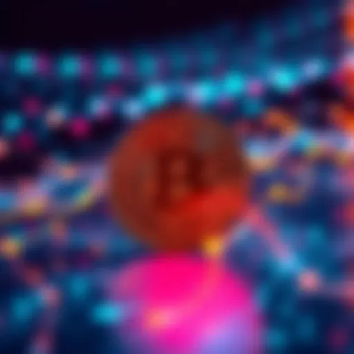 A representation of Bitcoin's Testnet concept with a digital network and coding elements, symbolizing innovation in blockchain technology.