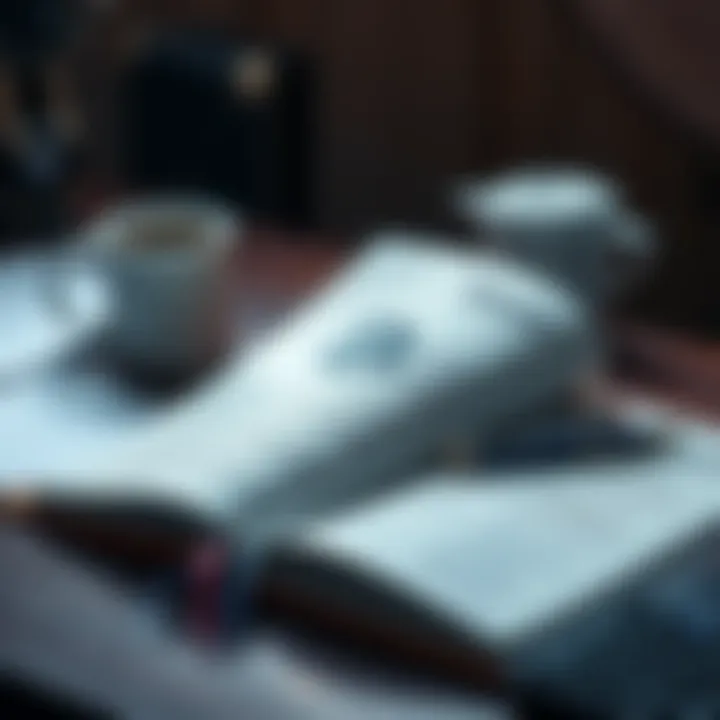 Bitcoin Textbook on a Desk A Bitcoin textbook opened on a desk with notes and a coffee cup beside it.