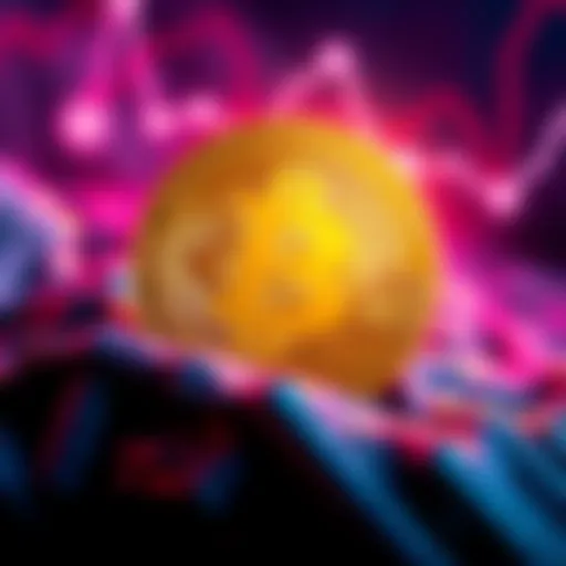 A graphic showing a Bitcoin symbol transforming into a USDC symbol, illustrating the conversion process between the two cryptocurrencies.