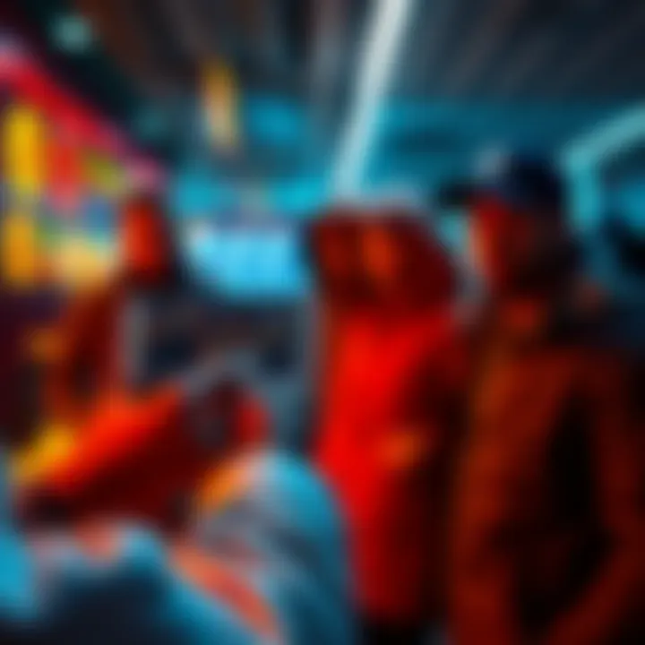 A person looking at a Bitcoin chart on a smartphone, showing a rising trend while others nearby appear envious.