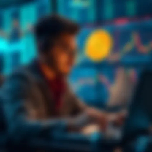 A person analyzing Bitcoin trading charts on a laptop with a thoughtful expression, reflecting on lessons learned