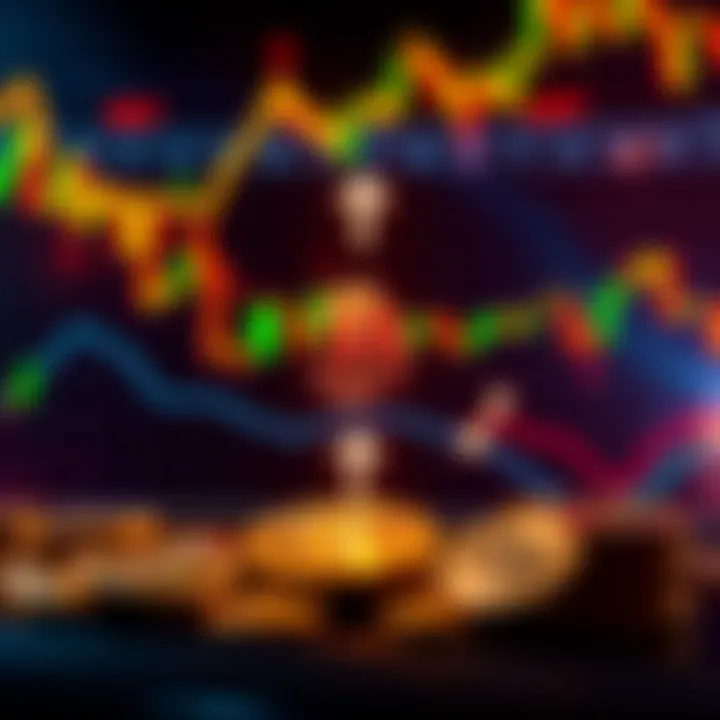 Bitcoin Trading Strategies A visual showing Bitcoin price charts with arrows indicating long and short positions, overlaid with coins and dollar signs.