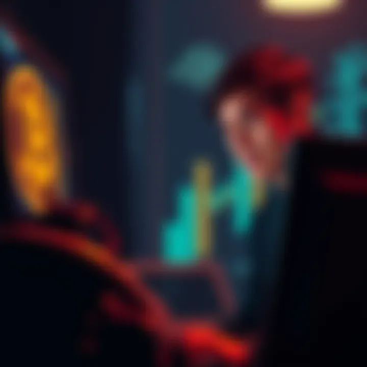 A person looking at a computer screen with a worried expression, indicating issues with sending Bitcoin transactions.