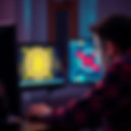 A person looking frustrated at their computer while trying to transfer Bitcoin, with visuals of Bitcoin icons and a blocked transaction symbol on the screen.