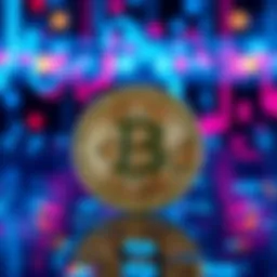 A Bitcoin symbol against a backdrop of digital graphics representing technology and trust in a changing economy