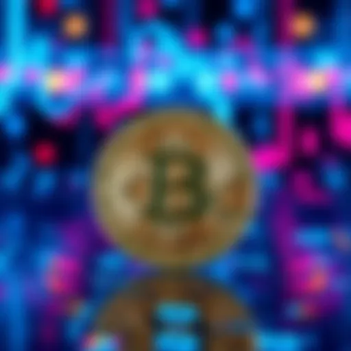 A Bitcoin symbol against a backdrop of digital graphics representing technology and trust in a changing economy
