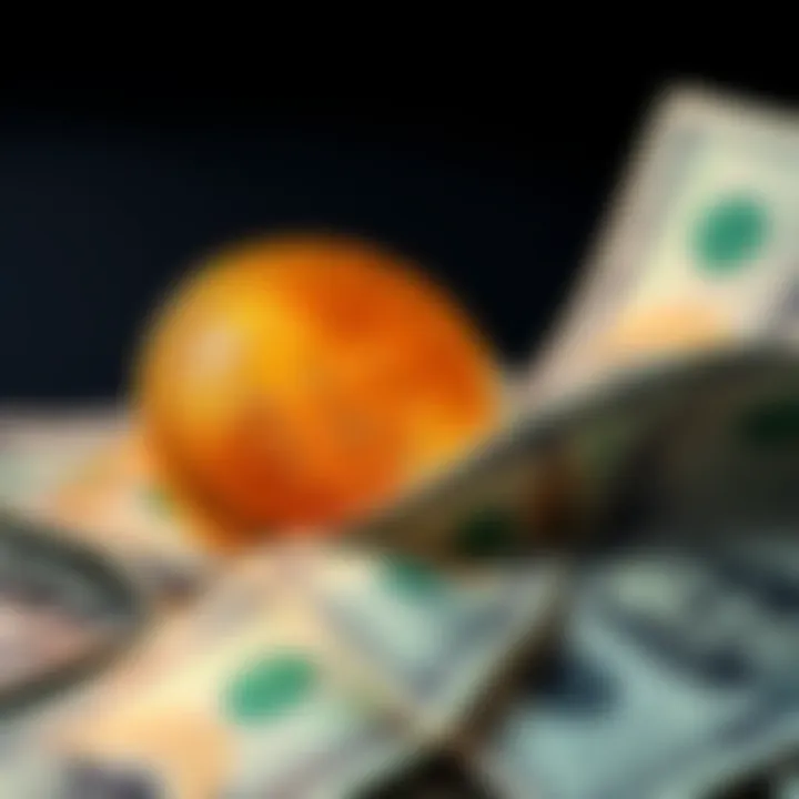 A graphic showing a Bitcoin symbol transitioning to dollar bills, representing the conversion of Bitcoin to USD without a wallet.